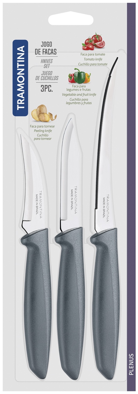 Набір ножів Tramontina Plenus grey, 3 предмети - Зображення 2