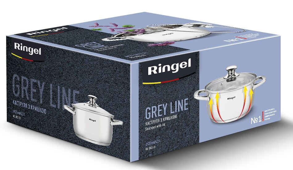 Каструля Ringel Grey line (4.2 л) 22 см - Зображення 2