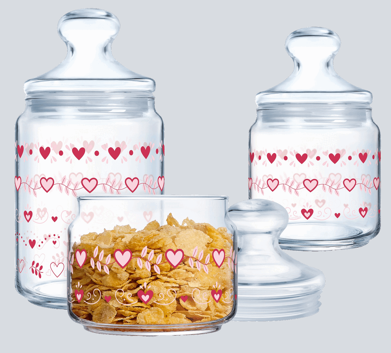 Набір банок Luminarc Club Love Basket, 3х0.5, 0.75, 1 л