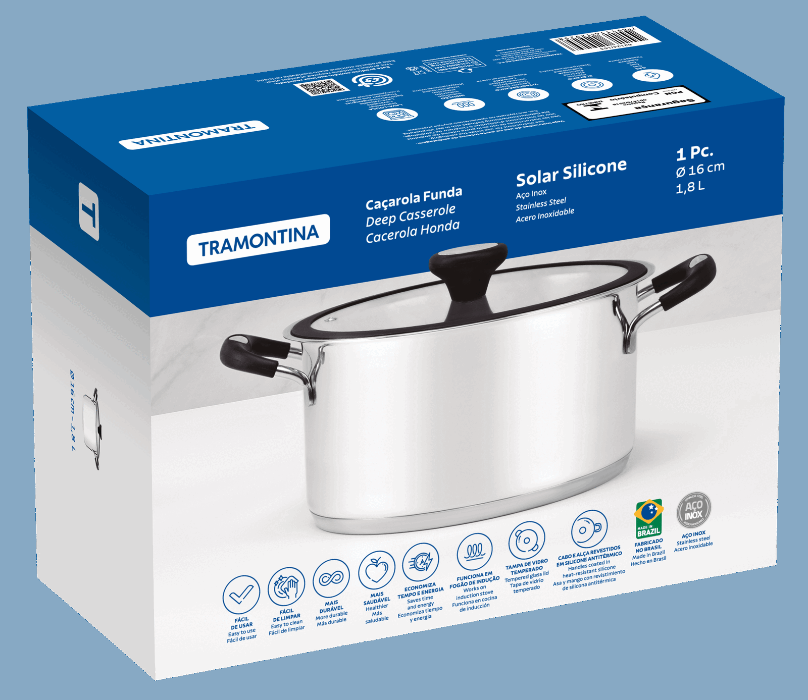 Каструля Tramontina Solar silicone (1.8 л) 16 см - Зображення 3