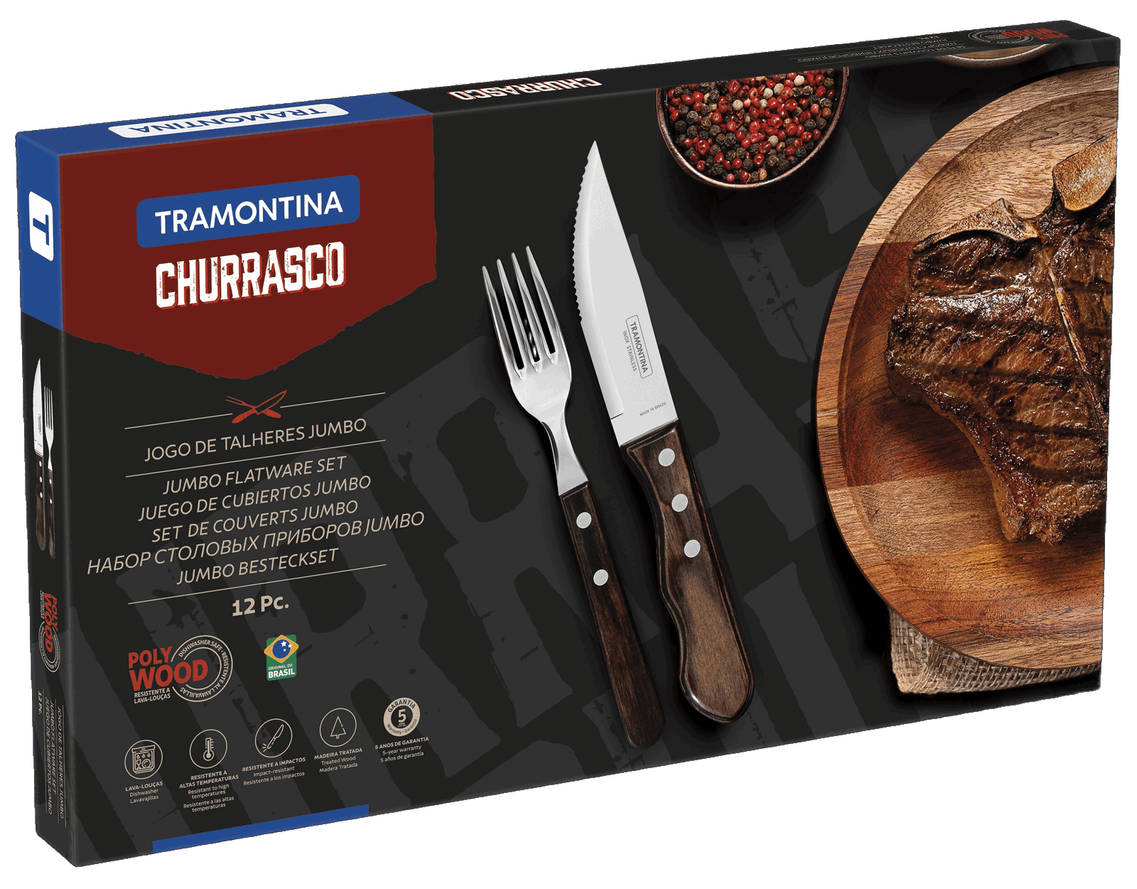 Набір приборів для гриля Tramontina Barbecue Polywood, 12 предметів - Зображення 6